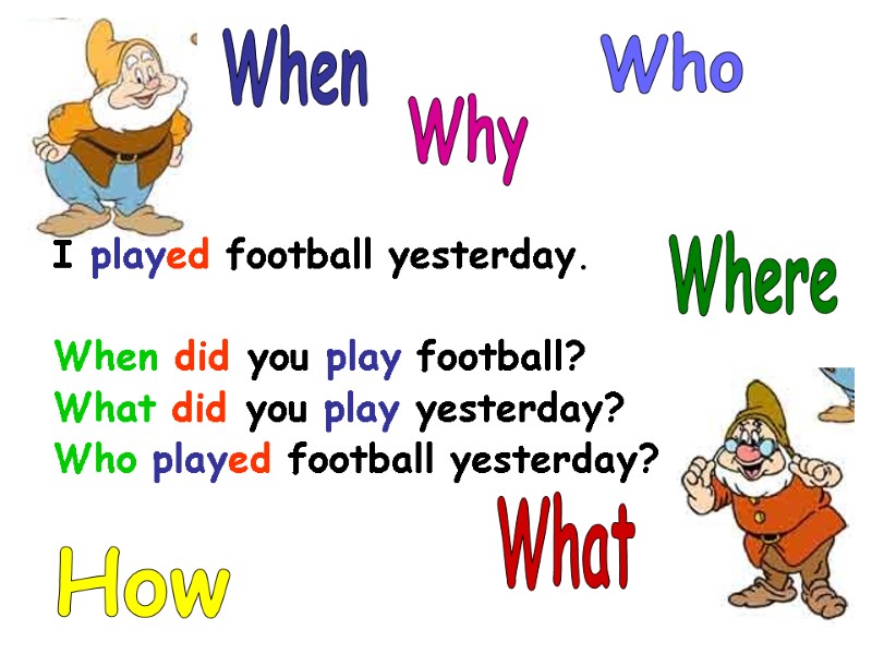 I played football yesterday.  When did you play football? What did you play